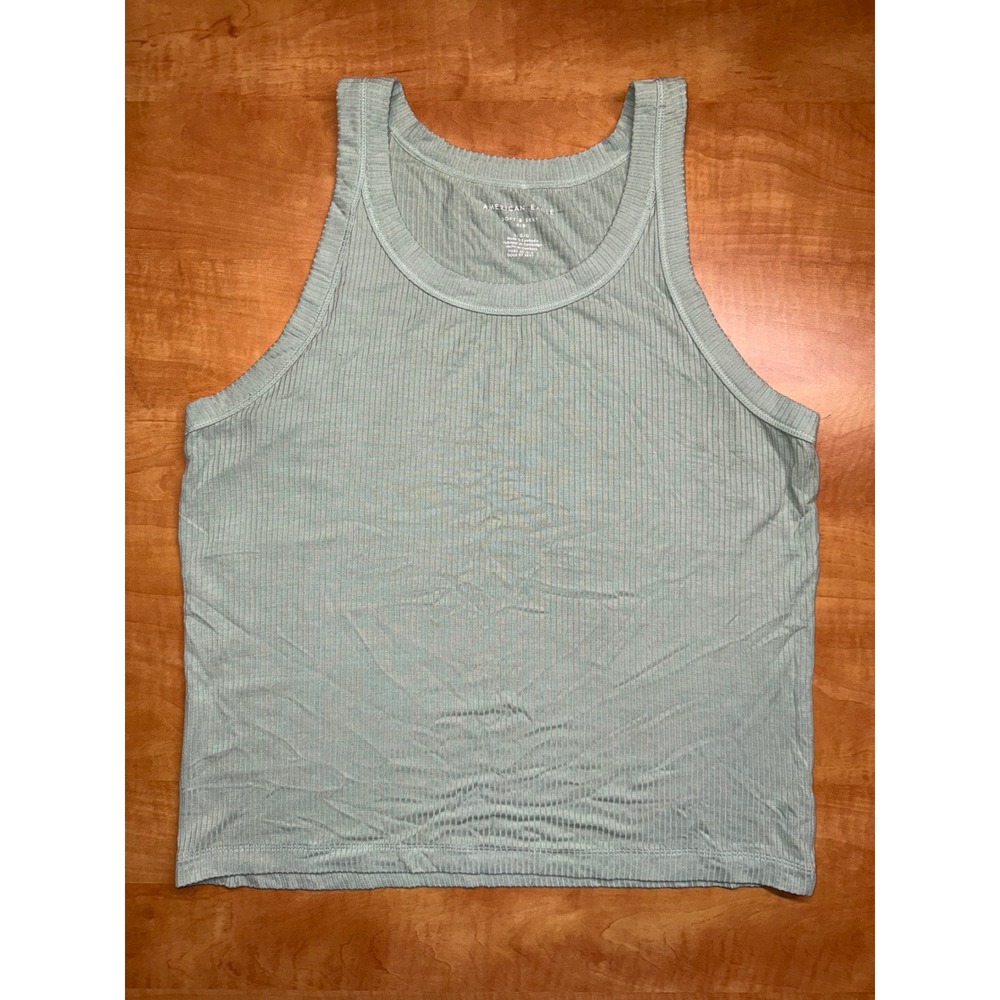 American Eagle Soft & Sexy Ribbed Tank Top Sage Green Mint Crew Neck‎ Large